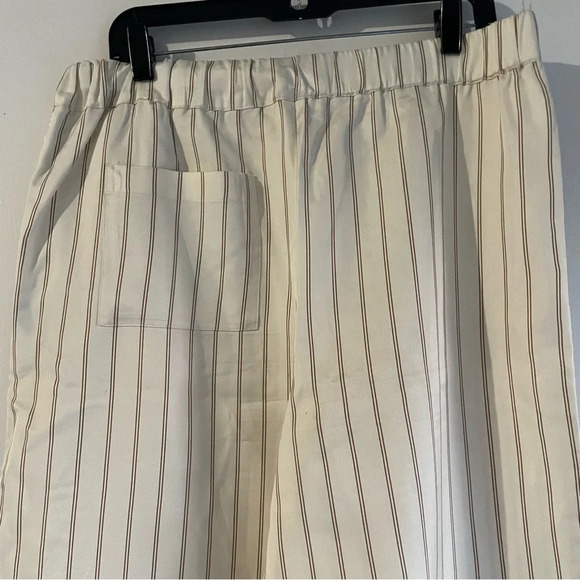 Jenni Kayne White Tan Stripe Elastic Waist Straight Pull On Pants 22218 - Picture 5 of 15